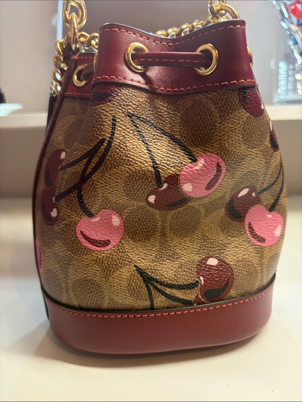 Coach mini signature cherry bucket bag - Picture 4 of 7